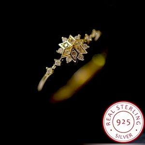 ♥️925 Sterling Silver Ring Cute Snowflake Design Inlaid Zircon Perfect gift 🎁